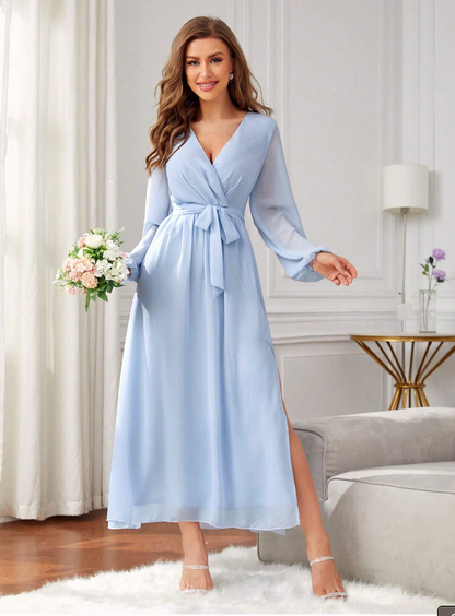 Robe de cérémonie longue avec manches lanternes