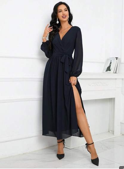 Robe de cérémonie longue avec manches lanternes