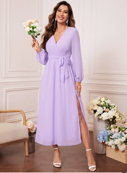 Robe de cérémonie longue avec manches lanternes