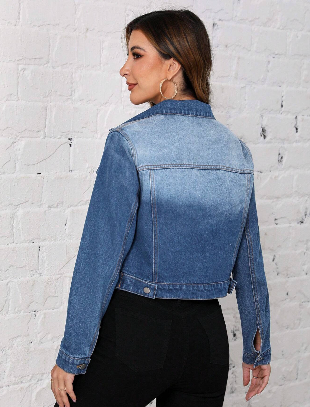 Jacket en jeans courte avec boutons