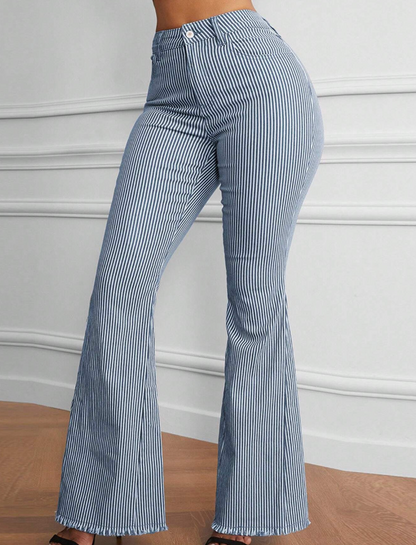 Pantalon évasé avec motif à rayures