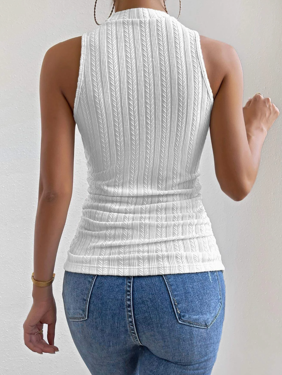 Tanktop mit gestricktem Stehkragen