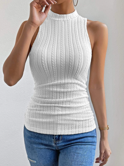 Tanktop mit gestricktem Stehkragen