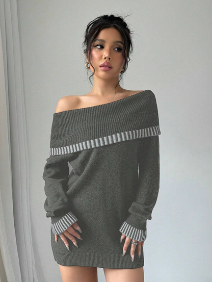 Robe élégante en tricot côtelé