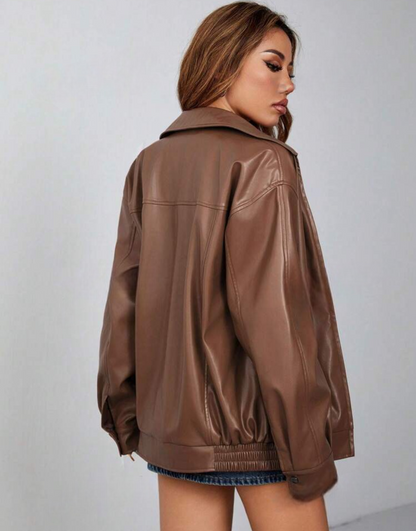 Jacket en simili cuir avec fermeture éclair