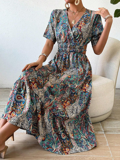 Robe élégante imprimé avec dos ouvert