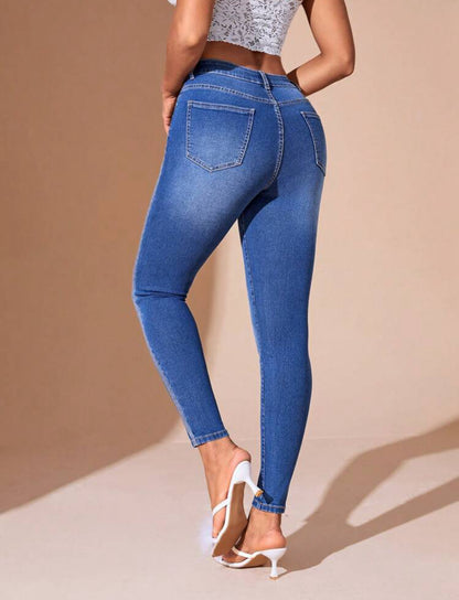 Jeans avec détails strass de côté