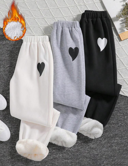 Ensemble pantalon jogging fille avec motif cœur