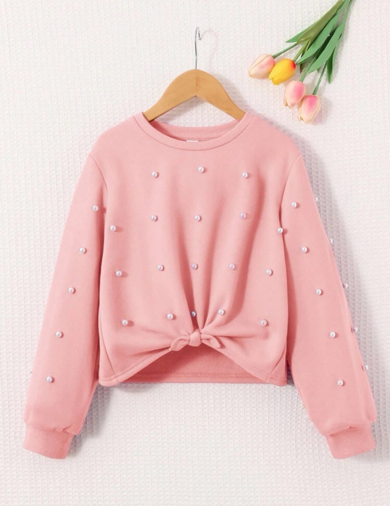 Sweat-shirt avec noeud et perles