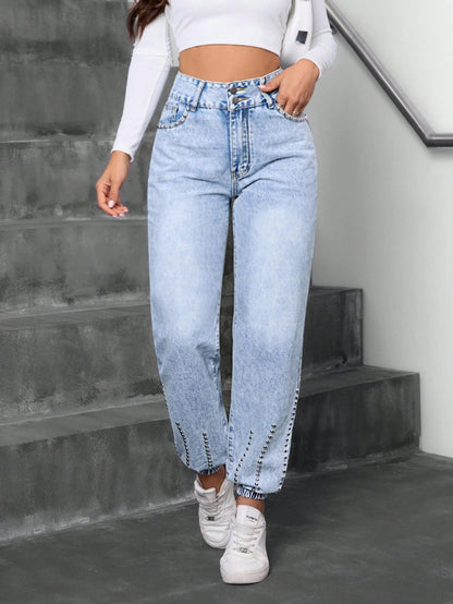 Jeans élégant avec taille haute