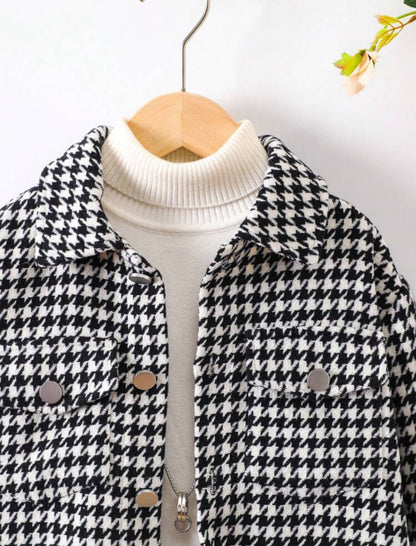 Manteau fille avec motif pied-de-poule